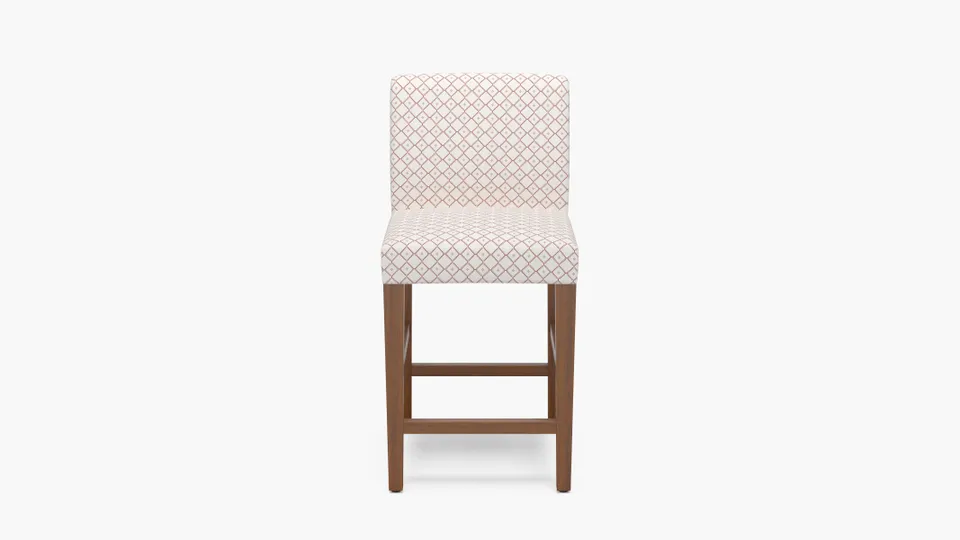 Signature Dining Counter Stool, Rosewood Petite Lattice, Walnut Square Tapered Leg