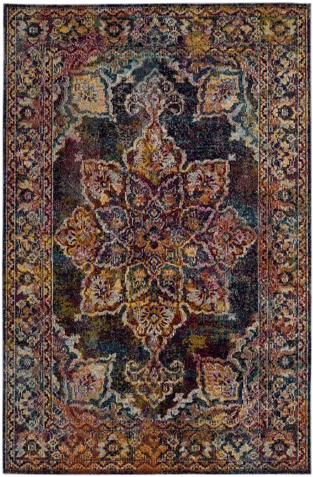 Arlo Home Woven Area Rug, CRS513H, Navy/Light Blue,  4' X 6'