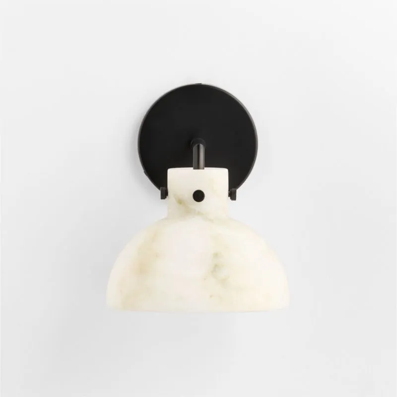 Dakota Black Sconce with Alabaster Shade