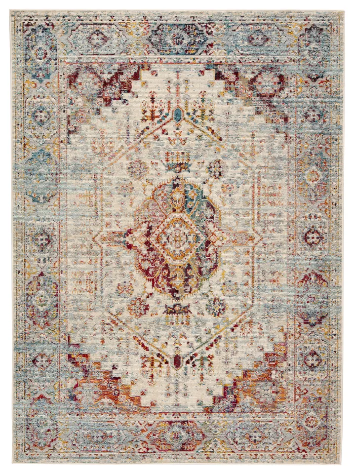 Elowen Indoor/ Outdoor Medallion Multicolor/ Orange Area Rug (5'3"X7'6")