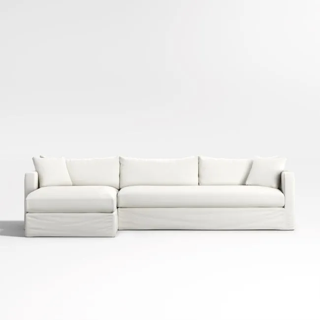 Willow II 2-Piece Slipcovered Bench Sectional Sofa with Chaise Lounge