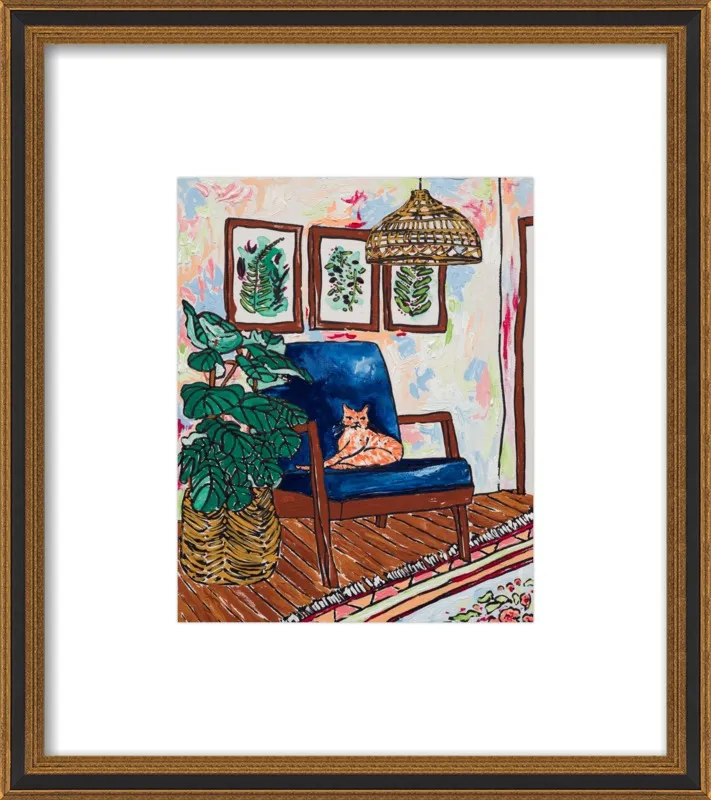 Ginger Cat in Mid Century Chair by Lara Lee Meintjes for Artfully Walls
