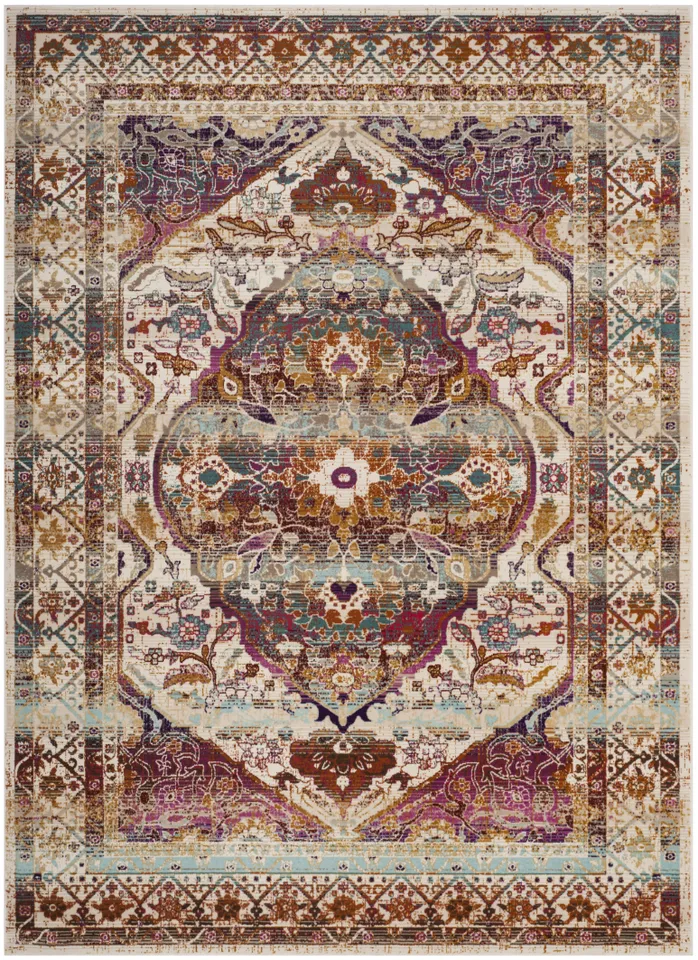 Arlo Home Woven Area Rug, BDN189A, Ivory/Fuchsia,  5' 1" X 7' 6"