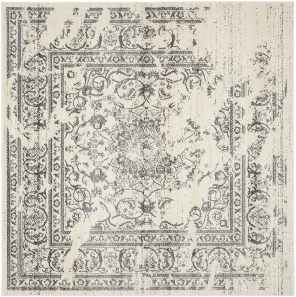 Arlo Home Woven Area Rug, ADR101B, Ivory/Silver,  8' X 8' Square