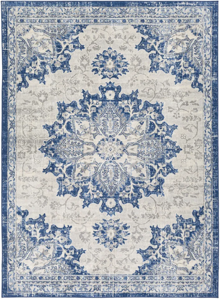 Monaco Blue Indoor 2' x 2'11" Machine Woven Rug