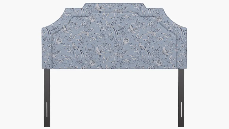 Art Deco Headboard, Blue Aviary, Queen