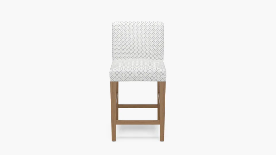 Signature Dining Counter Stool, Delft Petite Lattice, Natural Square Tapered Leg