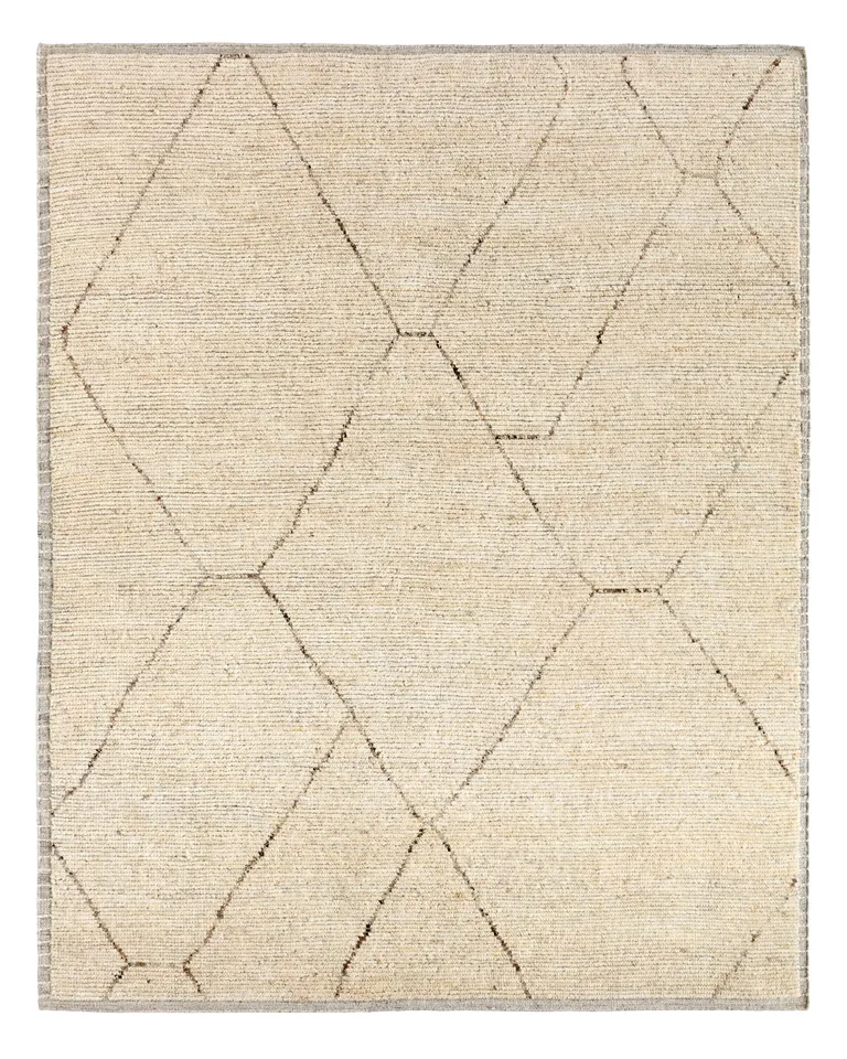 Tepal SEO05 Handknotted Trellis Cream and Brown Area Rug (13'x18')