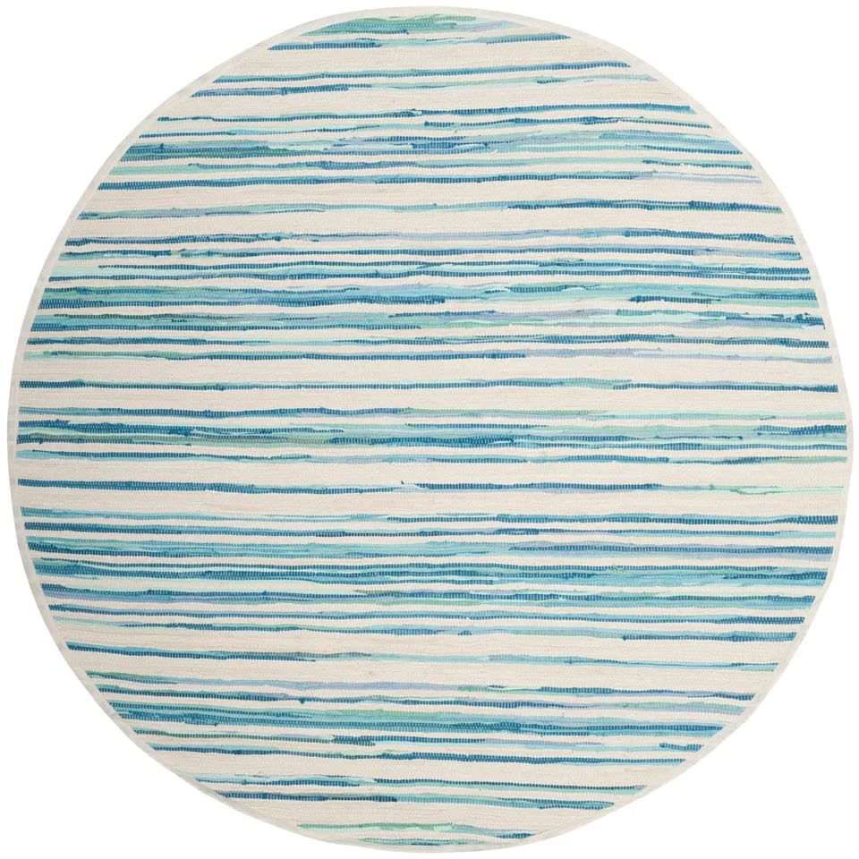 Arlo Home Hand Woven Area Rug, RAR126D, Ivory/Green,  4' X 4' Round