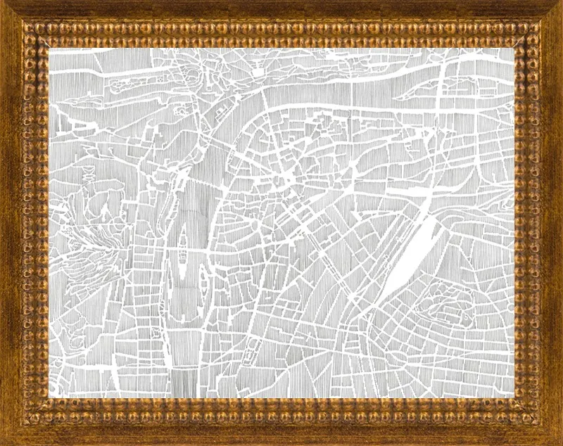 Prague Ink Map by Karen O'Leary for Artfully Walls