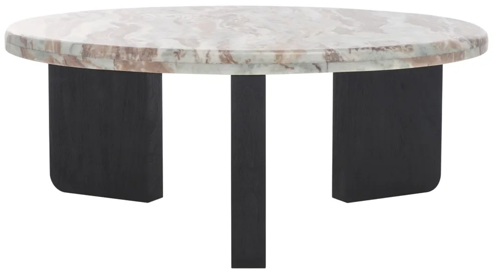 Malkin Round Marble Coffee Table - Brown/Black