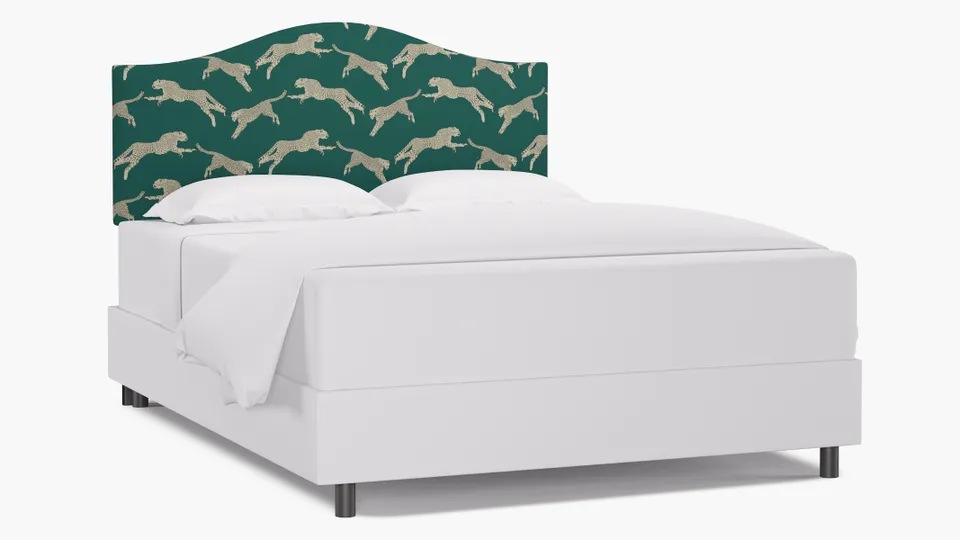 Camelback Headboard, Polo Green Cheetah, Queen