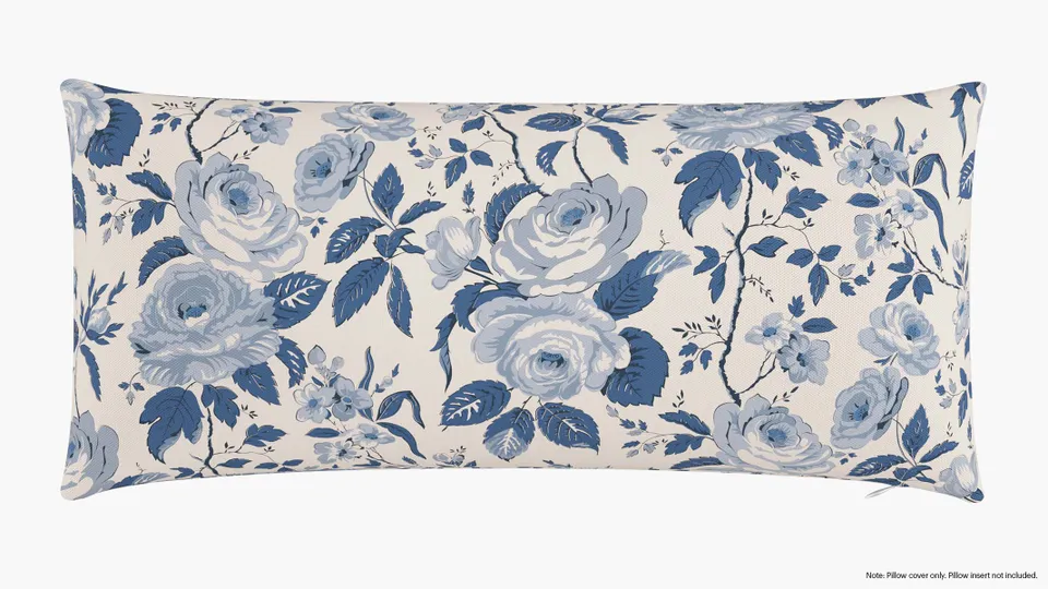 Throw Pillow Cover 14" x 30", Delft Chintz, 14" x 30"