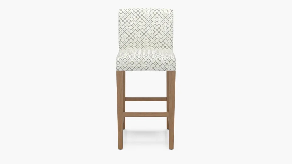 Signature Dining Bar Stool, Jade Petite Lattice, Natural Square Tapered Leg