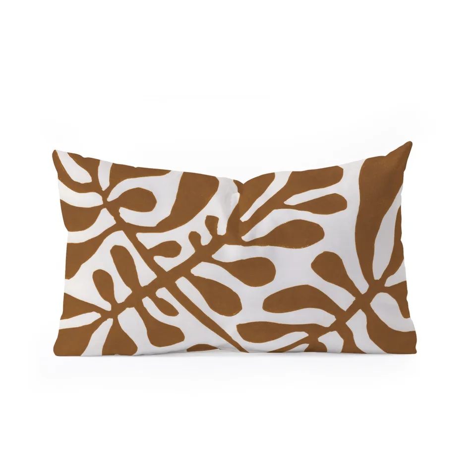 Linocut Plant 2 by Alisa Galitsyna - Oblong Throw Pillow 23" x 14"