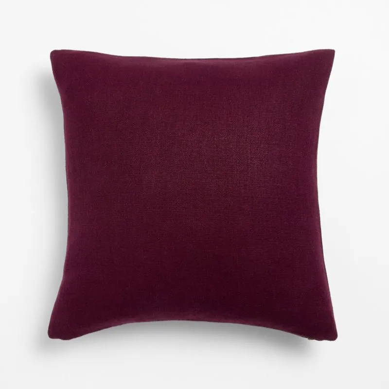 Relaxed Linen 20"x20" Deep Burgundy Layering Throw Pillow Cover with Feather Insert