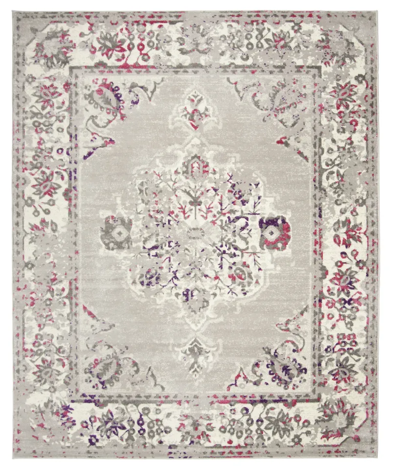 Arlo Home Woven Area Rug, SKY169P, Grey/Pink,  8' X 10'