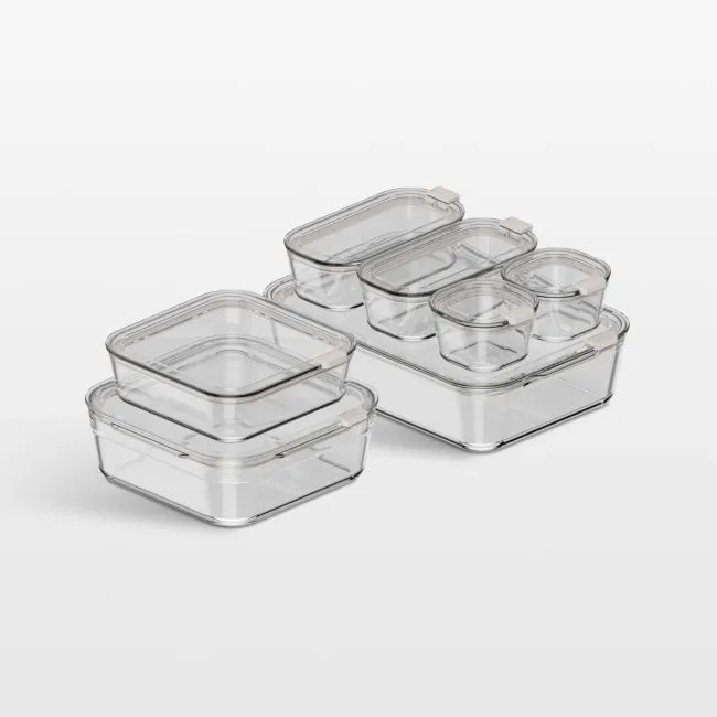 cliik Stack Cream 14-Piece Glass Food Storage Container Set