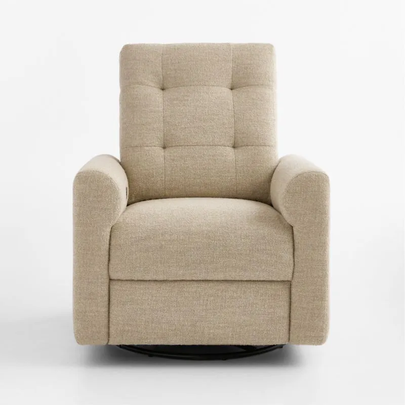 Rory Oatmeal Swivel Glider Power Recliner Nursery Chair