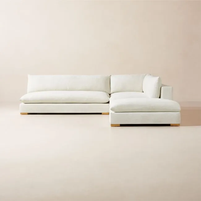 Deseo 4-Piece Modular White Performance Fabric Deep Depth Sectional Sofa with Loveseat