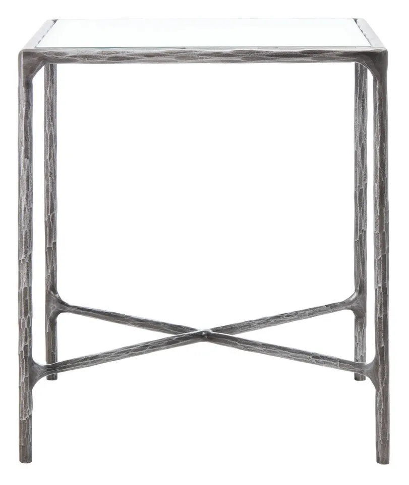 Jessa Forged Metal Square End Table - Silver