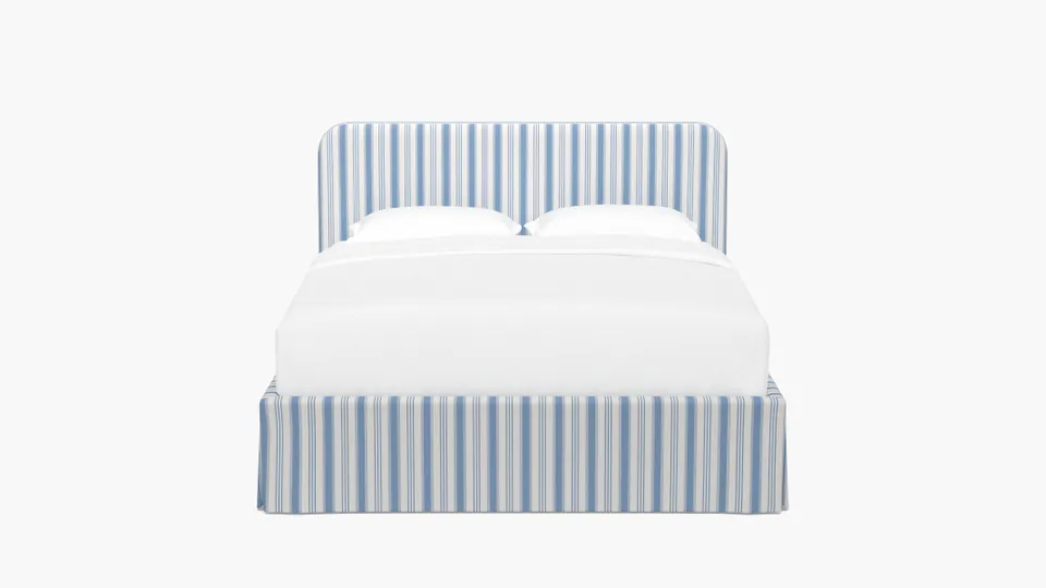 Skirted Platform Bed, Cornflower Regency Stripe, Twin