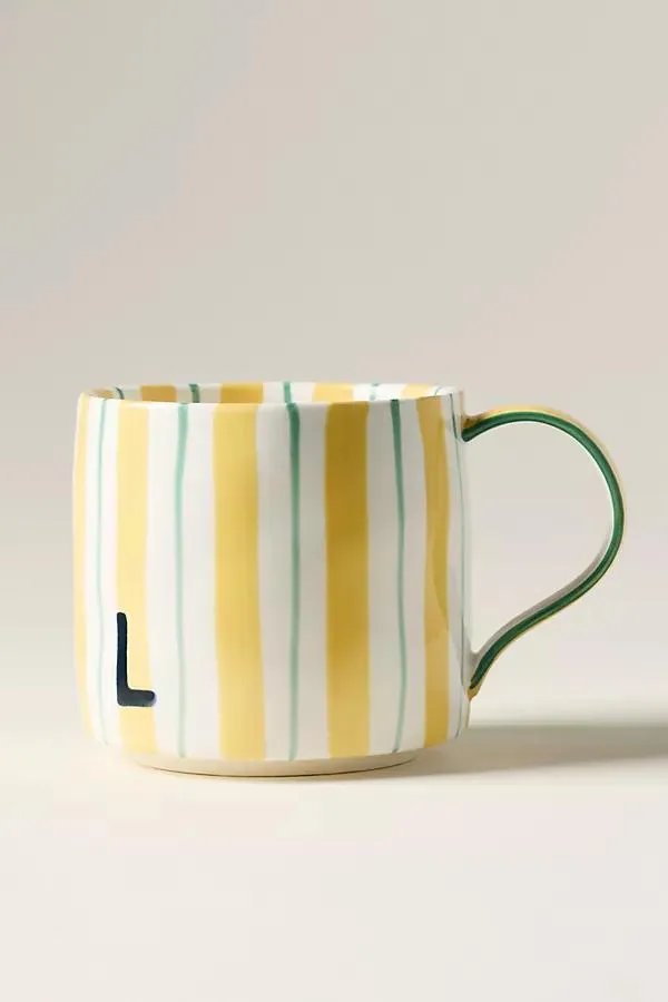 Striped Stoneware Monogram Mug