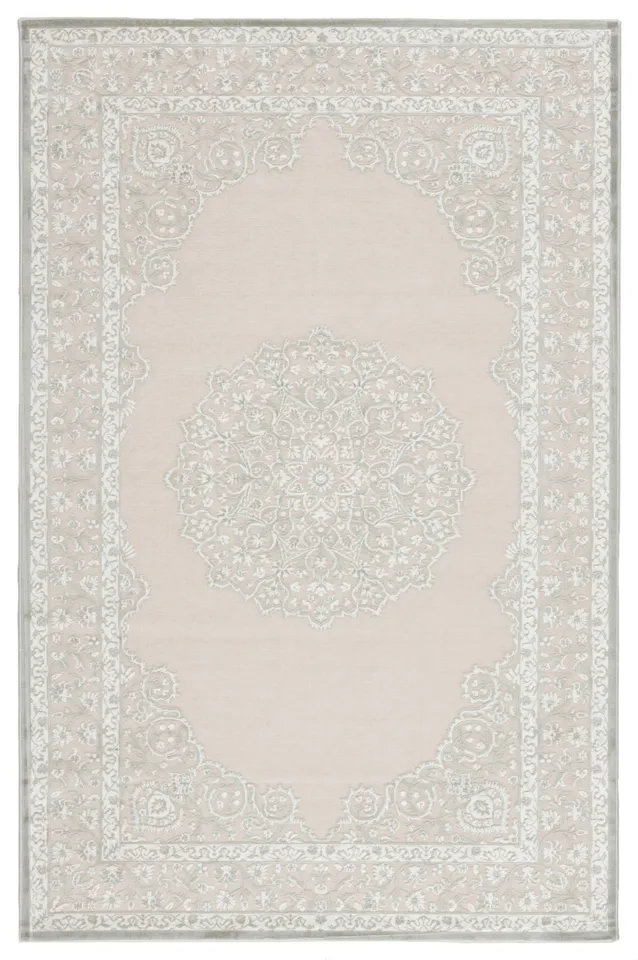 Malo Medallion Gray/ White Area Rug (8'10"X11'9")