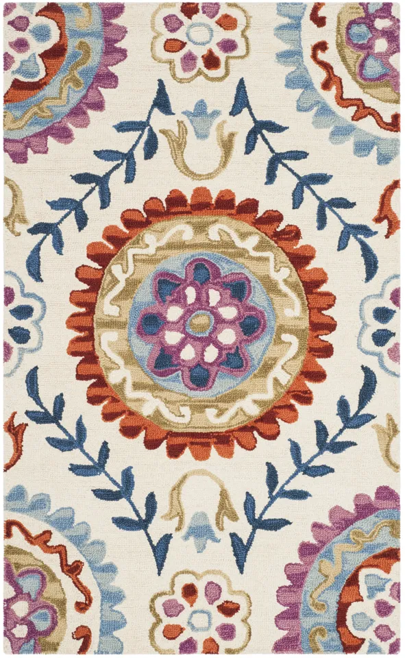 Arlo Home Hand Hooked Area Rug, SZN374B, Ivory/Multi,  3' X 5'