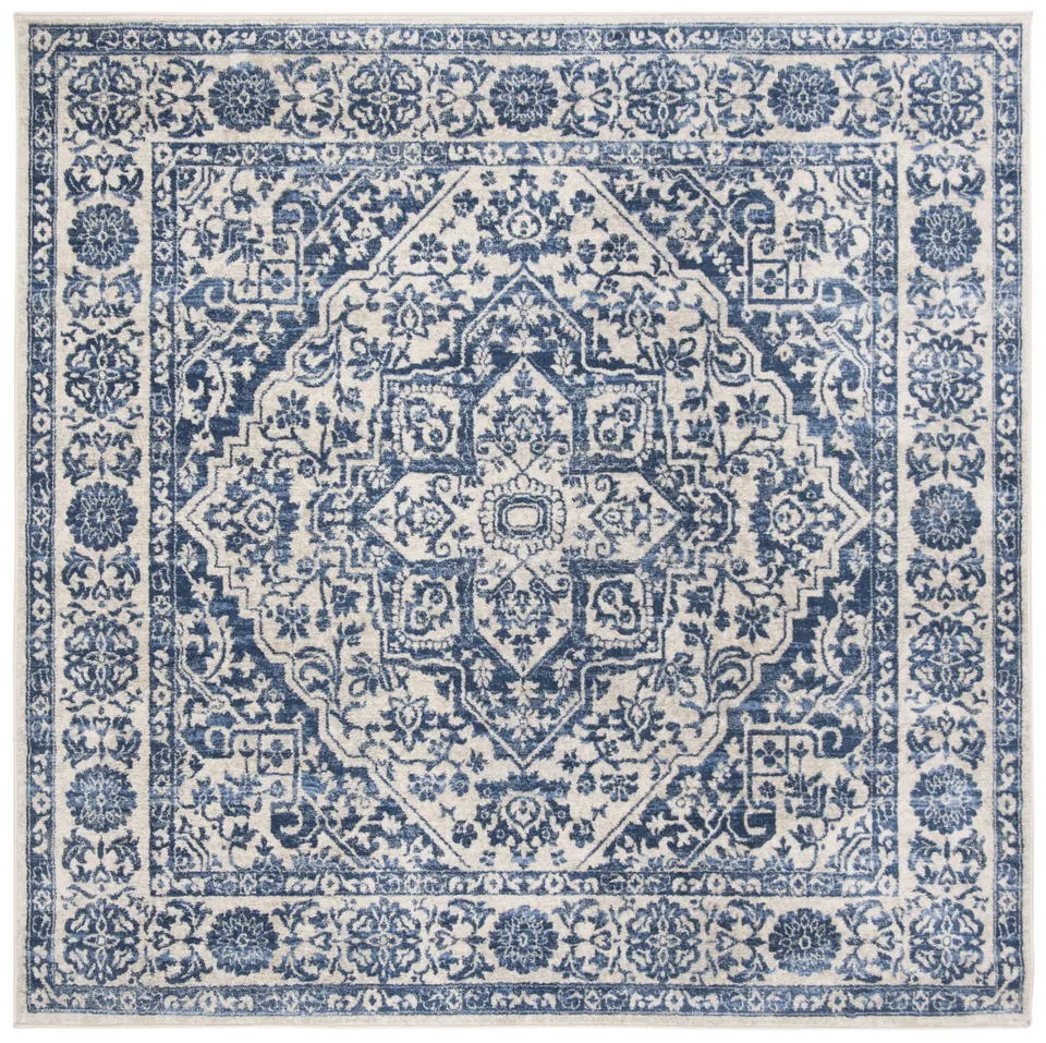 Arlo Home Woven Area Rug, BNT832M, Navy/Light Grey,  6' 7" X 6' 7" Square