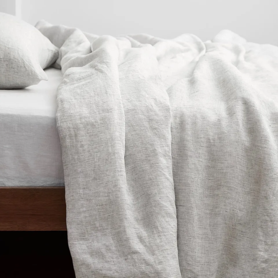 The Citizenry Stonewashed Linen Duvet Cover | King/Cal King | Duvet Only | Graphite Thin Stripe