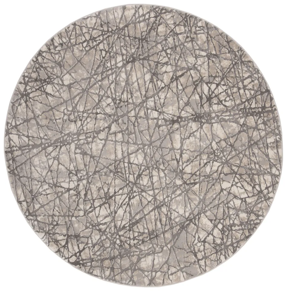 Arlo Home Woven Area Rug, MDW324A, Beige/Grey,  6' 7" X 6' 7" Round