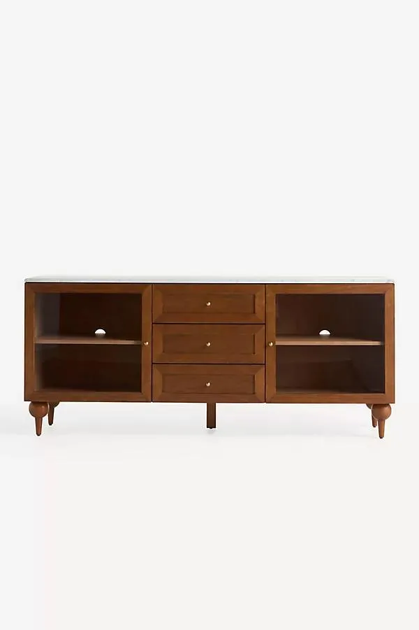 Fern 72" Carrara Marble & Wood Buffet