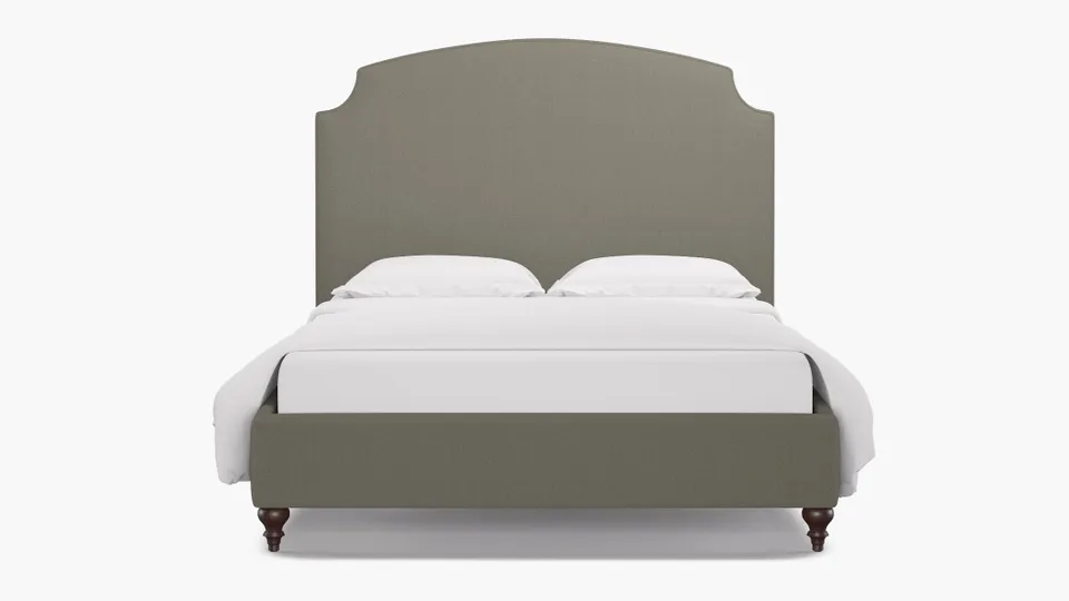 Cove Bed, Putty Everyday Linen, Espresso Traditional Turned Leg, Twin