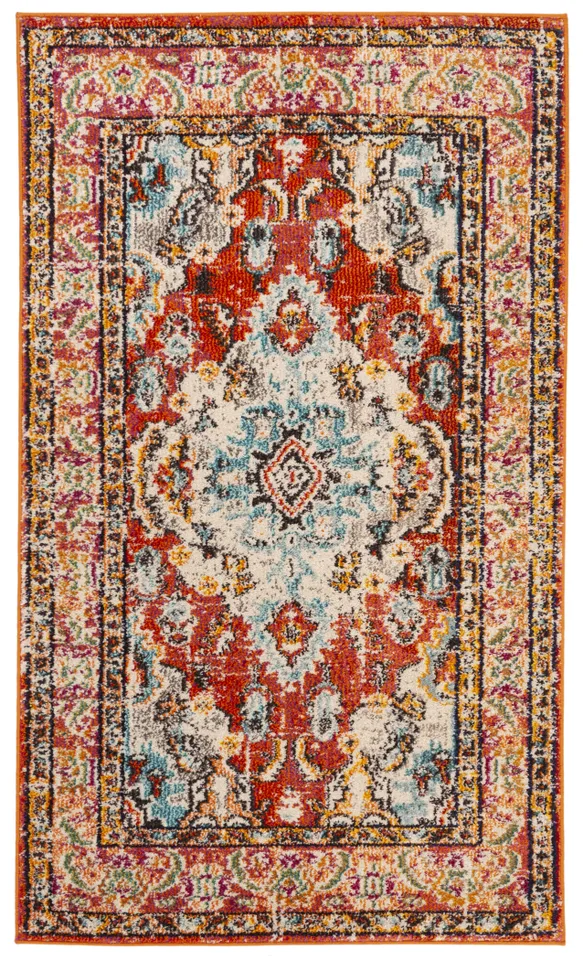 Arlo Home Woven Area Rug, MNC243H, Orange/Light Blue,  3' X 5'