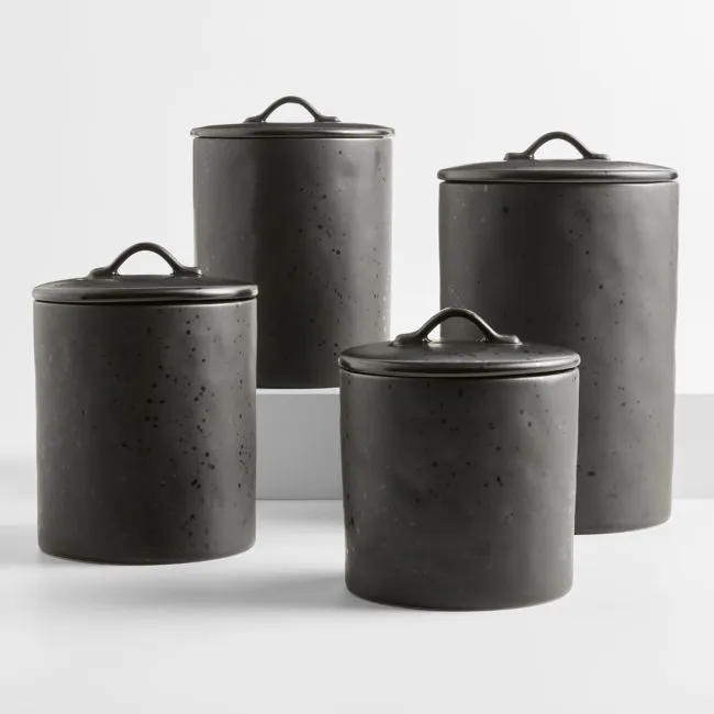 Marin Matte Black Stoneware Canister Set