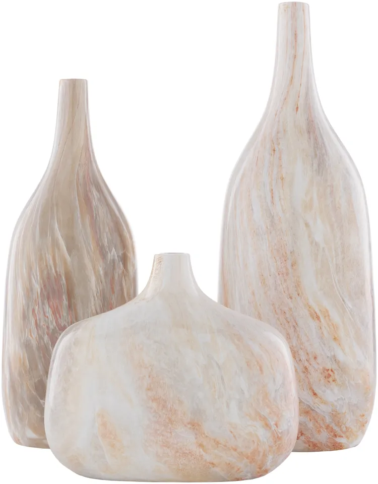 Marble MBL-002 18"H x 5"W x 7"D,  8"H x 5"W x 9"D,  15"H x 5"W x 6"D Vase