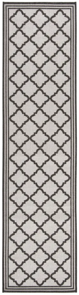 Arlo Home Indoor/Outdoor Woven Area Rug, LND121A, Light Grey/Charcoal,  2' X 8'