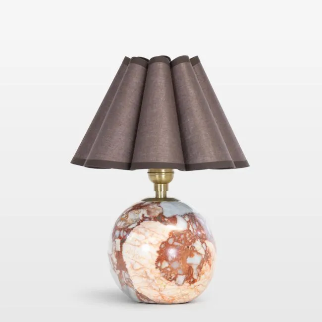 Giorgio Natural Brass and Marble Mini Lamp with Umber Scalloped Shade