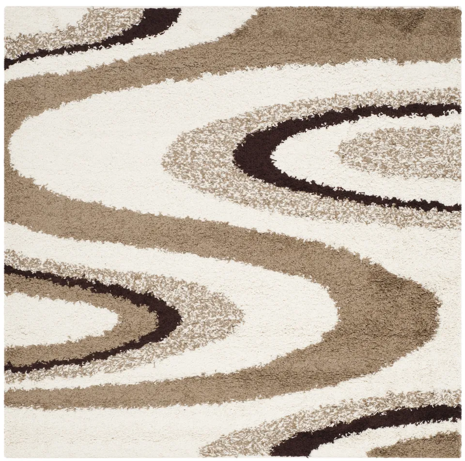 Arlo Home Woven Area Rug, SG917-1225, Ivory/Brown,  5' X 5' Square