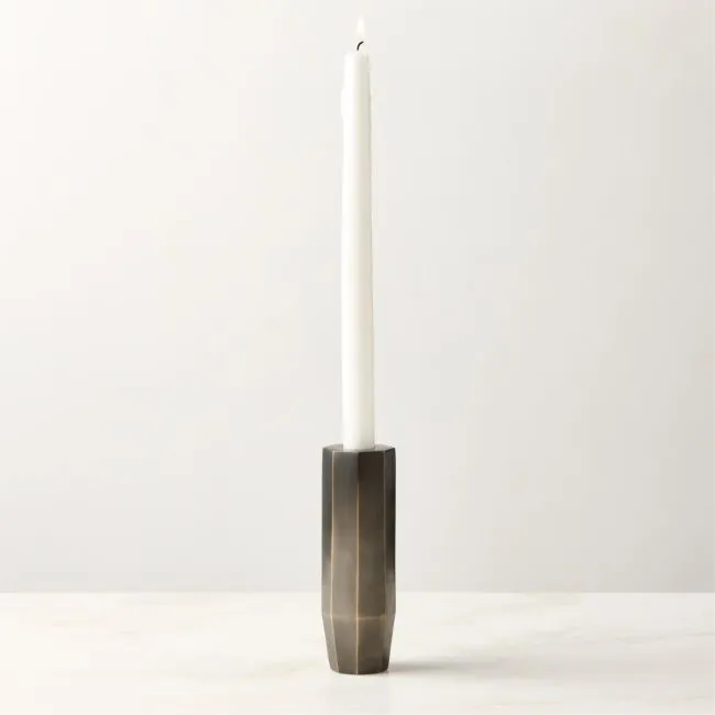 Celestine Blackened Brass Taper Candle Holder 6" by goop