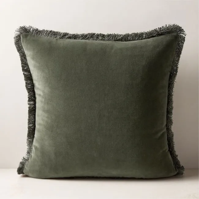 Bettie Forest Green Velvet Throw Pillow Cover 20"x20"