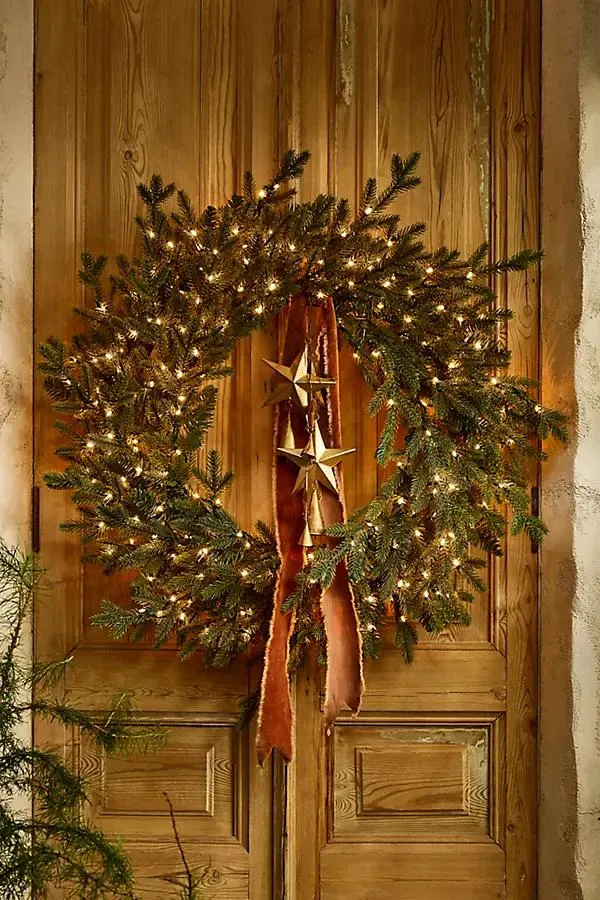 Faux Pre-Lit Outdoor Norway Spruce Wreath