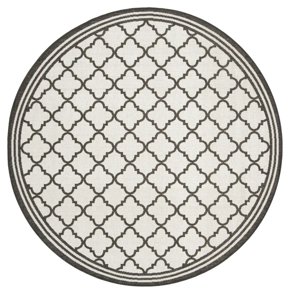 Arlo Home Indoor/Outdoor Woven Area Rug, LND121A, Light Grey/Charcoal,  6' 7" X 6' 7" Round
