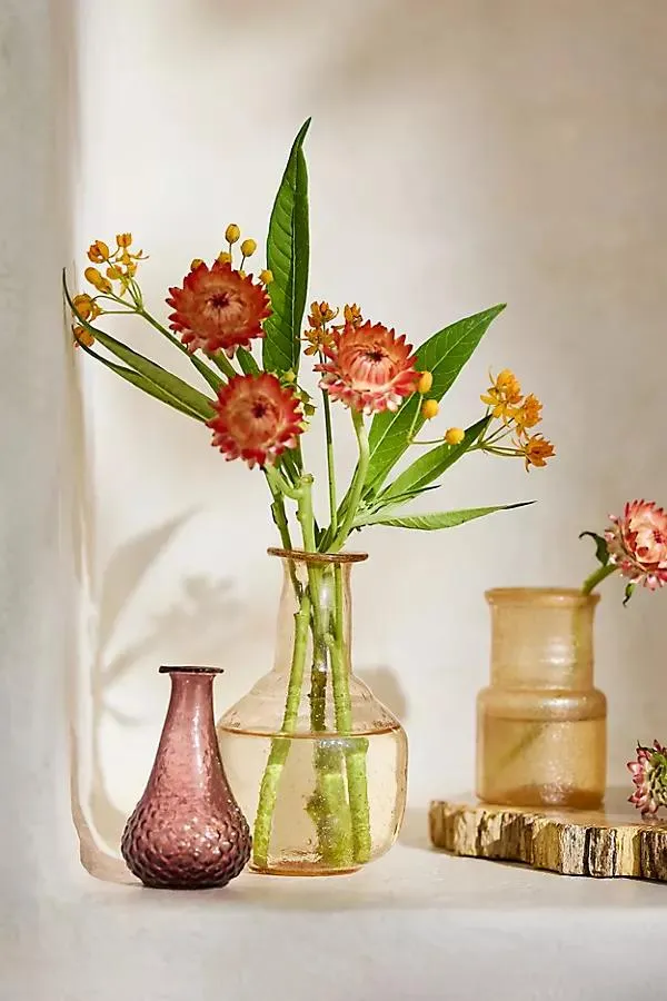 Sunset Recycled Glass Bud Vases, Set of 3