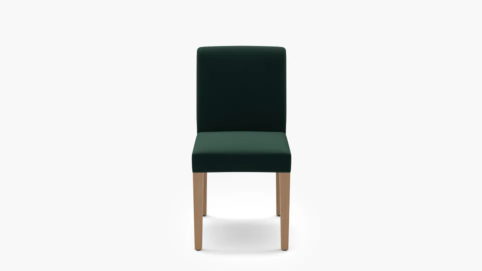 Signature Dining Chair, Spruce Performance Plush Velvet, Natural Square Tapered Leg