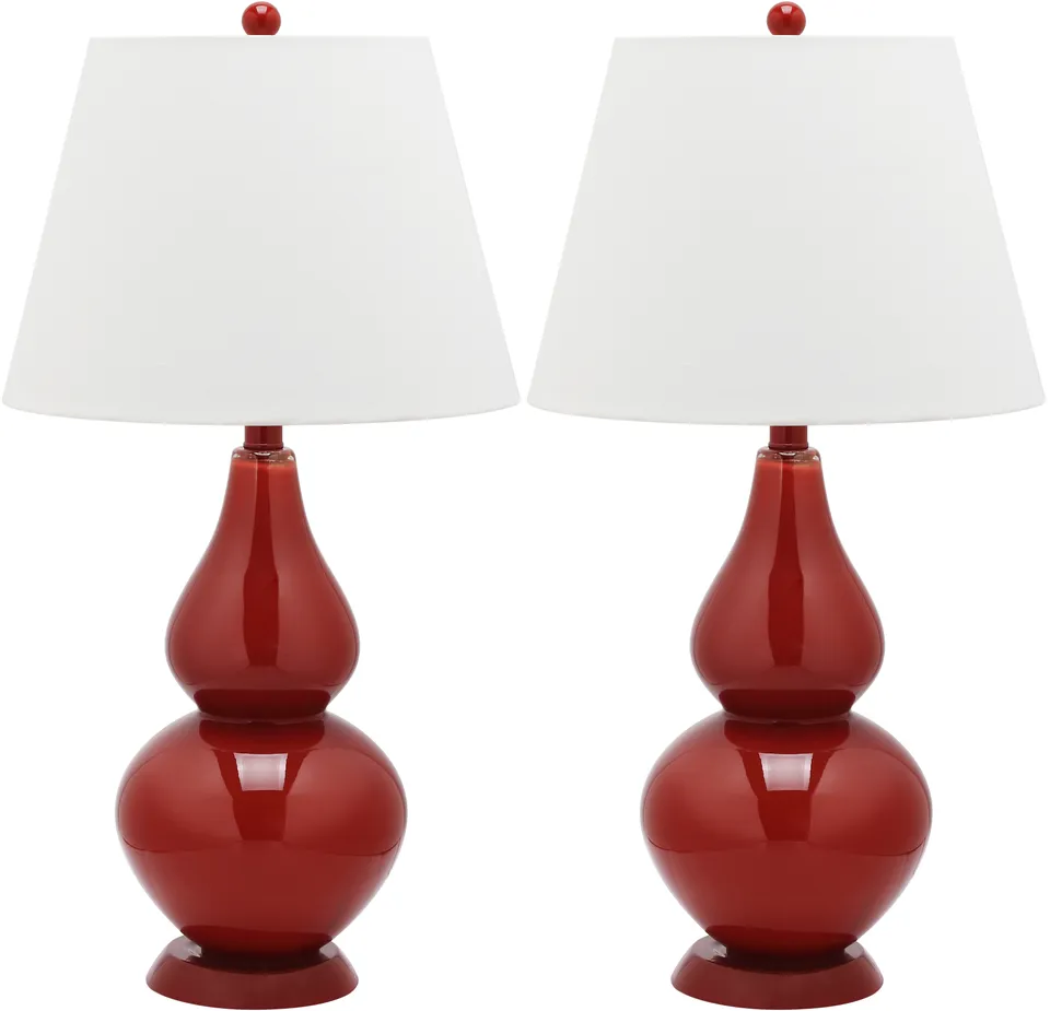 Cybil Double Gourd 26" Table Lamp, Set Of 2 - Red