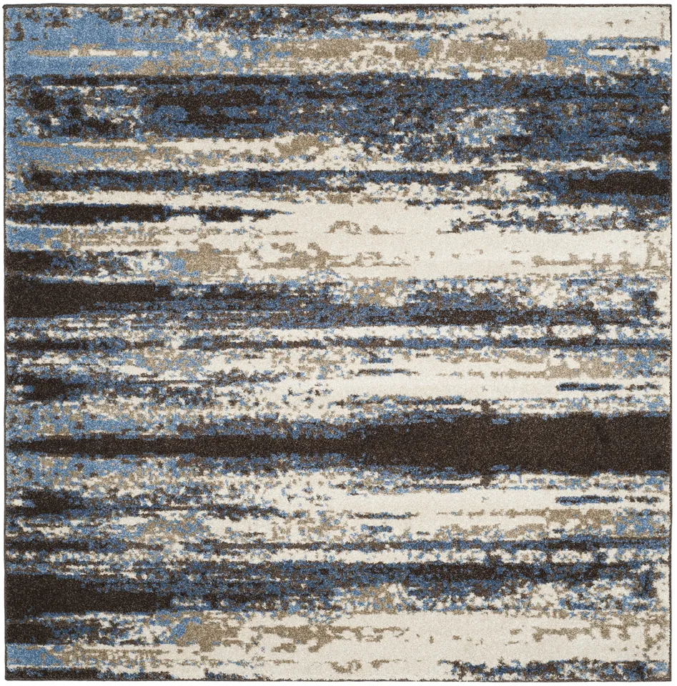 Arlo Home Woven Area Rug, RET2138-1165, Cream/Blue,  4' X 4' Square