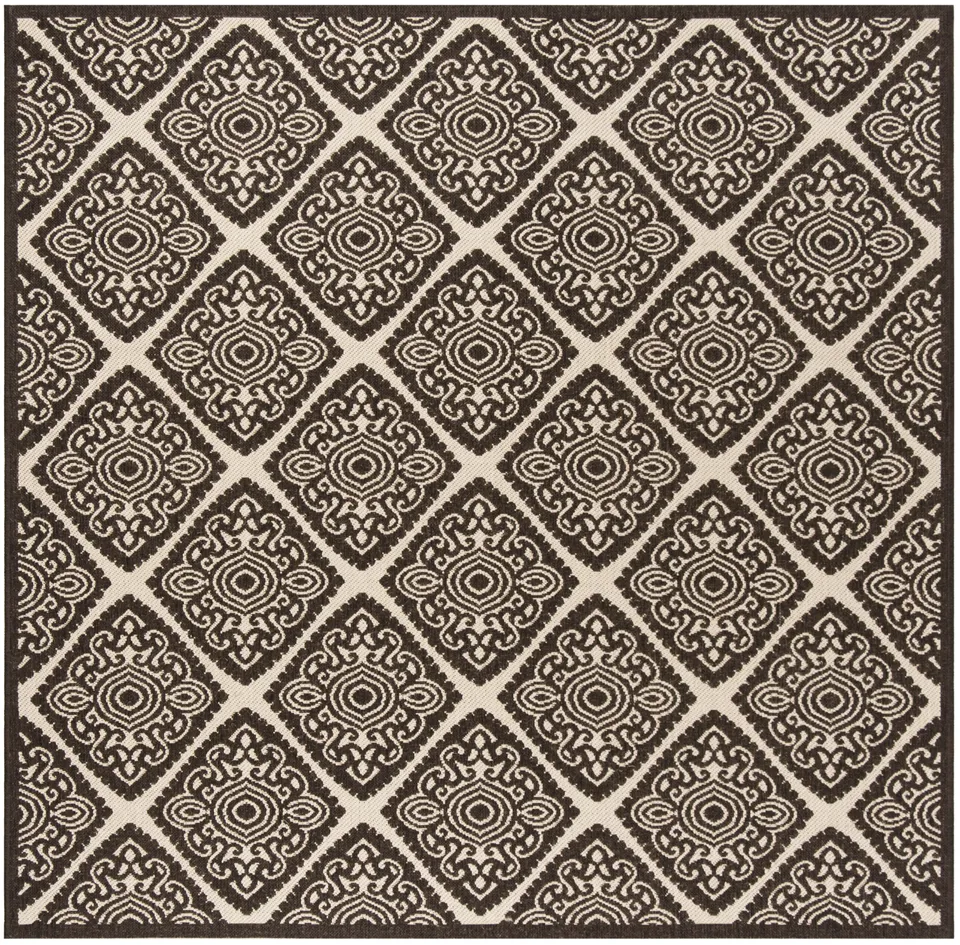 Arlo Home Indoor/Outdoor Woven Area Rug, LND132B, Natural/Brown,  6' 7" X 6' 7" Square