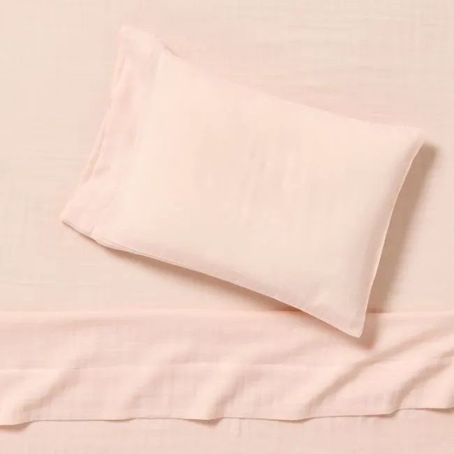 Supersoft Pale Pink 100% Organic Cotton Gauze Toddler Sheet Set